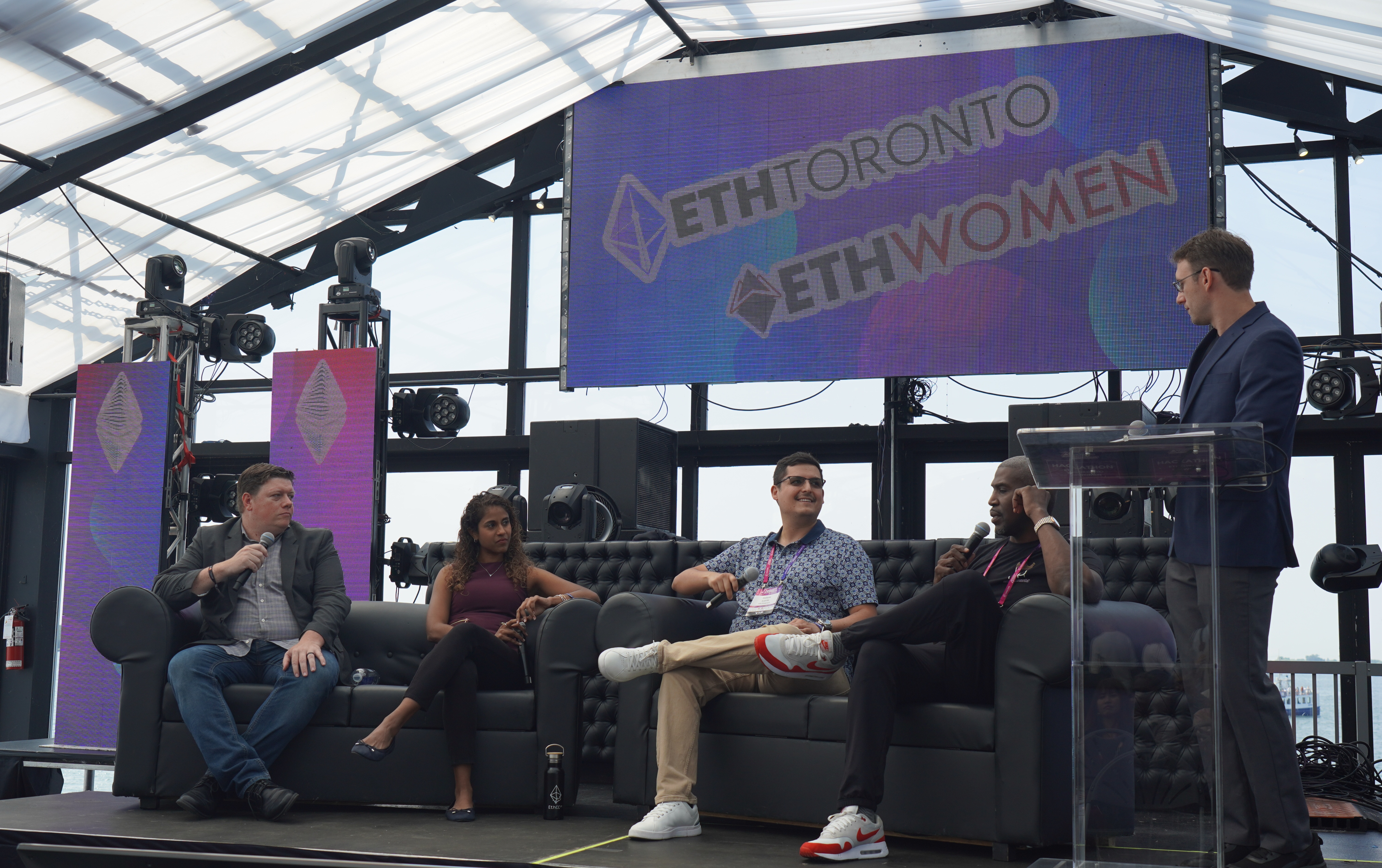 Adam hosting a panel at ETH Toronto