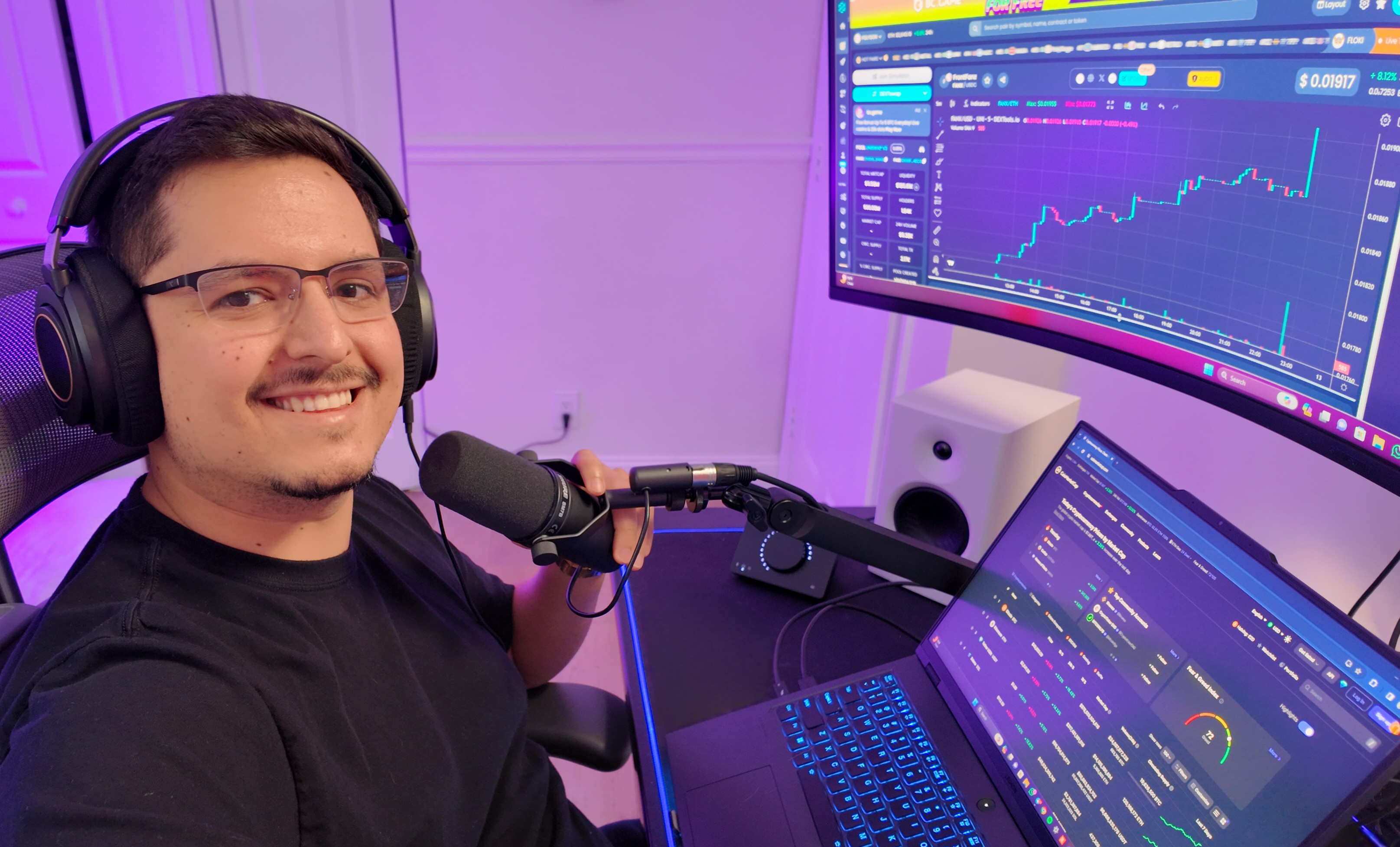 Adam hosting a livestream